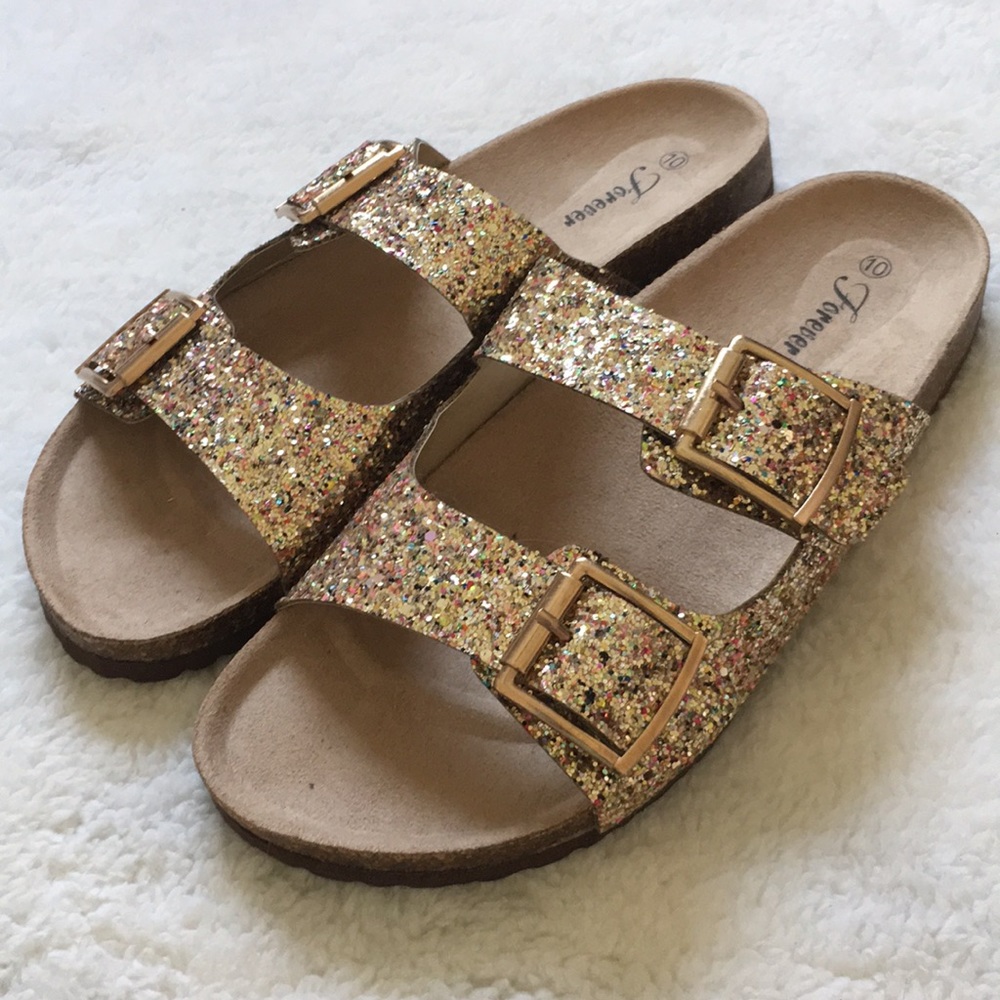🆕 (Forever) Gold Double Strap Sandals, NWT